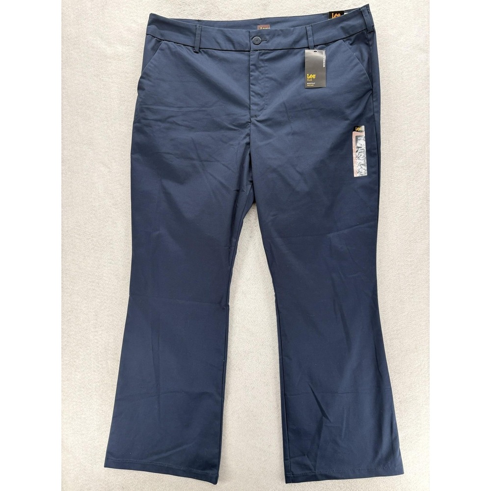 Lee Dress Pants Womens 22W Tall Blue Bootcut Wrinkle Free Stretch Twill Work NWT